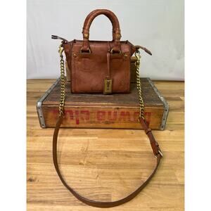 FRYE Demi Mini Shoulder/Hand Bag Satchel Genuine Cognac Brown Leather MSRP $428